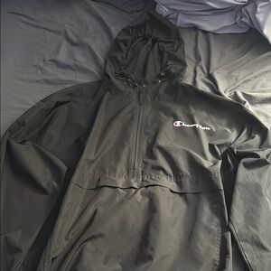 Champion Black Windbreaker Hooded Jacket